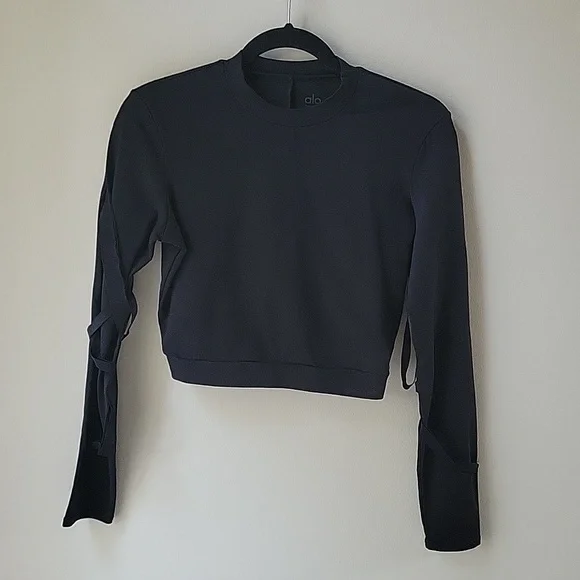 Alo Yoga Bandage Tribe Long Sleeve Top M Black - Picture 2 of 13